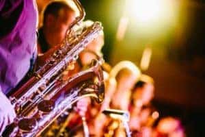 Saxophone player at a festival