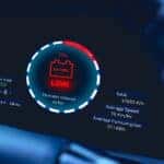 Low-battery-warning-light-on-instrument-panel-of-EV-electric-vehicle