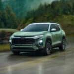 Front-View-of-Green-2025-Equinox-Driving-Down-Scenic-Road