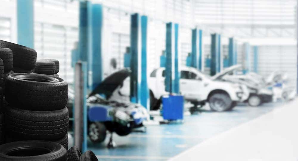 The interior of an auto service center