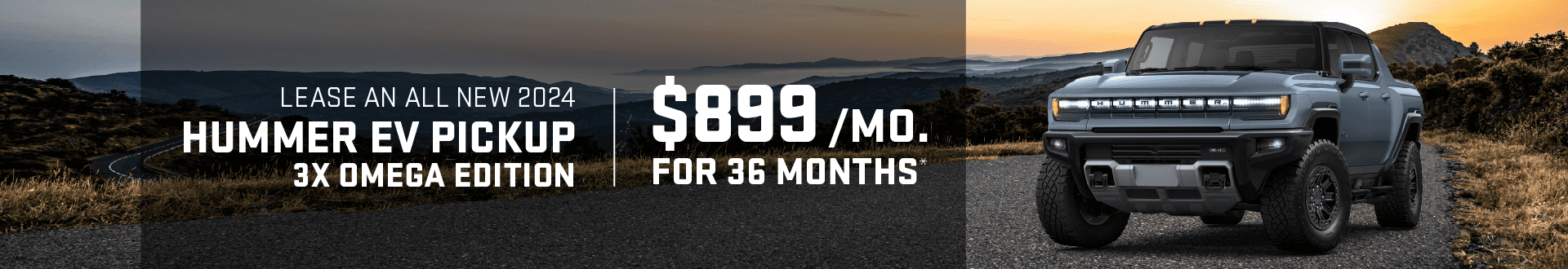 Lease an all New 2024 Hummer Omega Pickup 3x for just $899/month for 36 months!