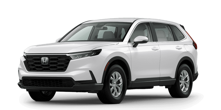 Front three-quarter view of a white Honda CRV LX on a white background.