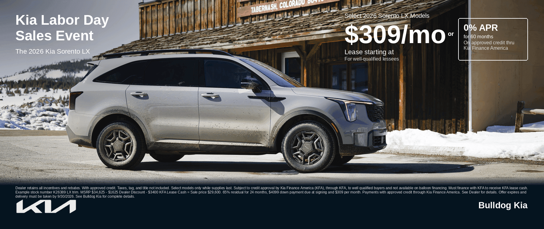 KIA SORENTO LABOR DAY SALE