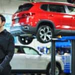 Technician in VW service bay