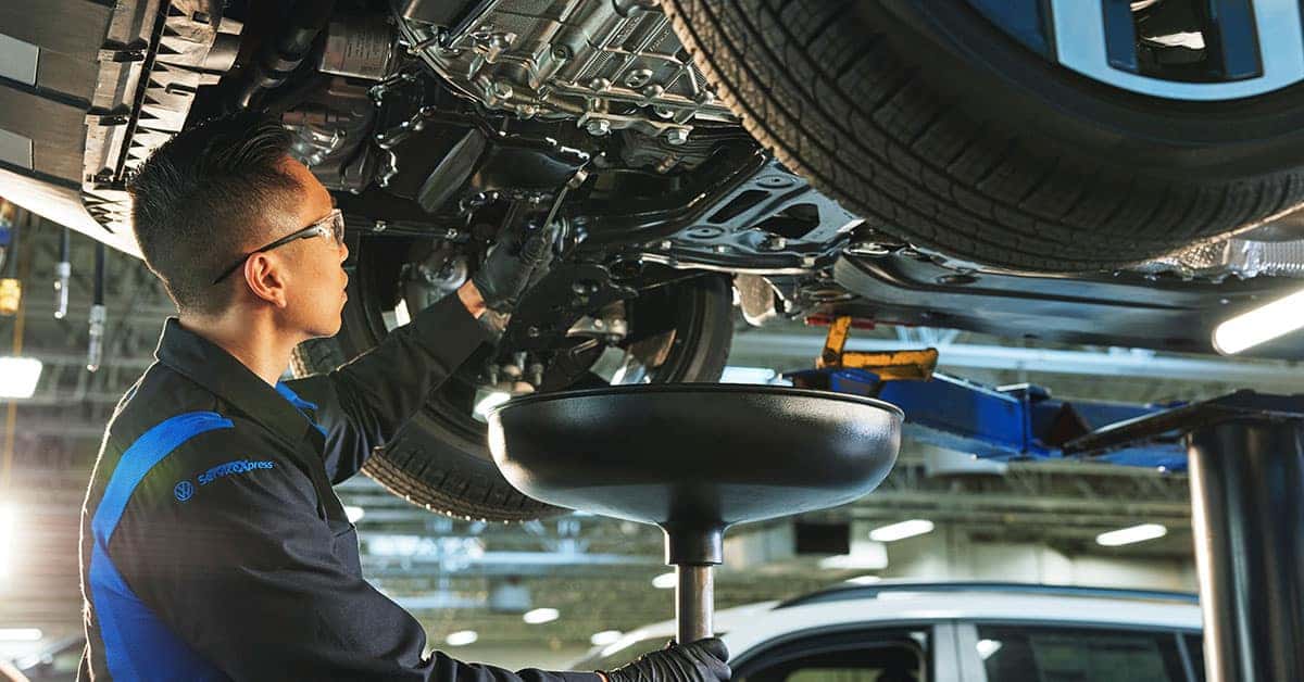 performing Volkswagen oil change