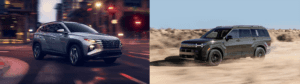 side by side of the 2024 Hyundai Tucson and 2024 Hyundai Santa Fe
