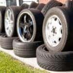 car tires stacked outside