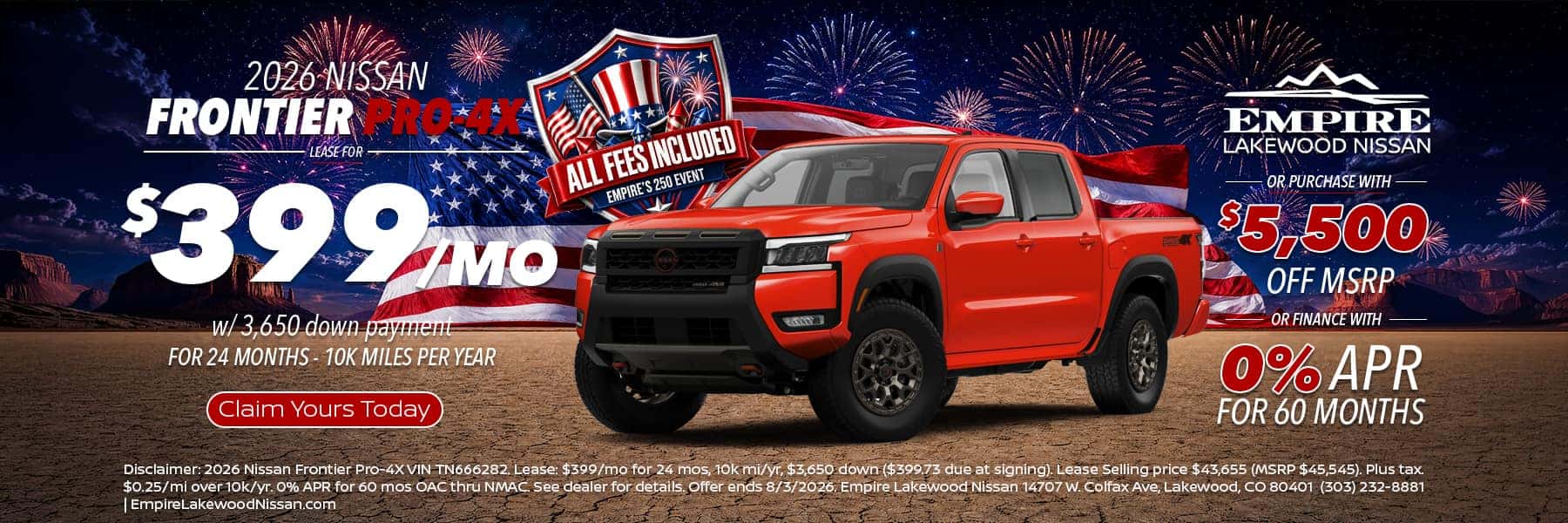 2026 Nissan Frontier Pro-4X for Sale in Denver, CO