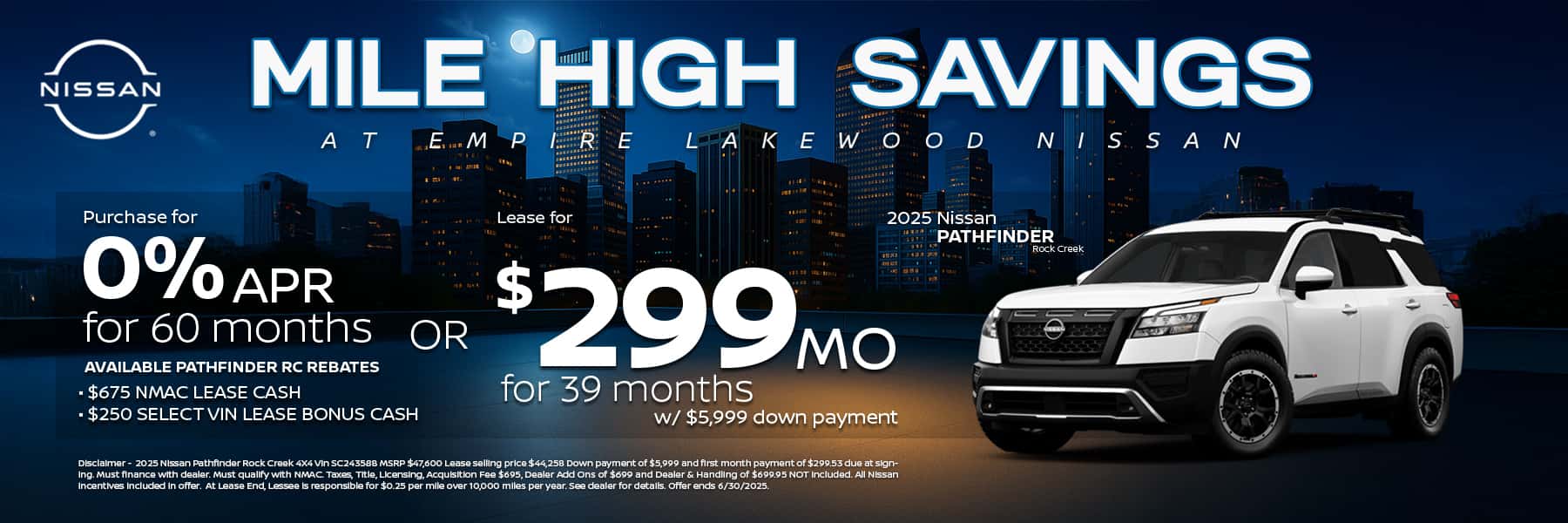2025 Nissan Pathfinder Rock Creek for Sale in Denver, CO