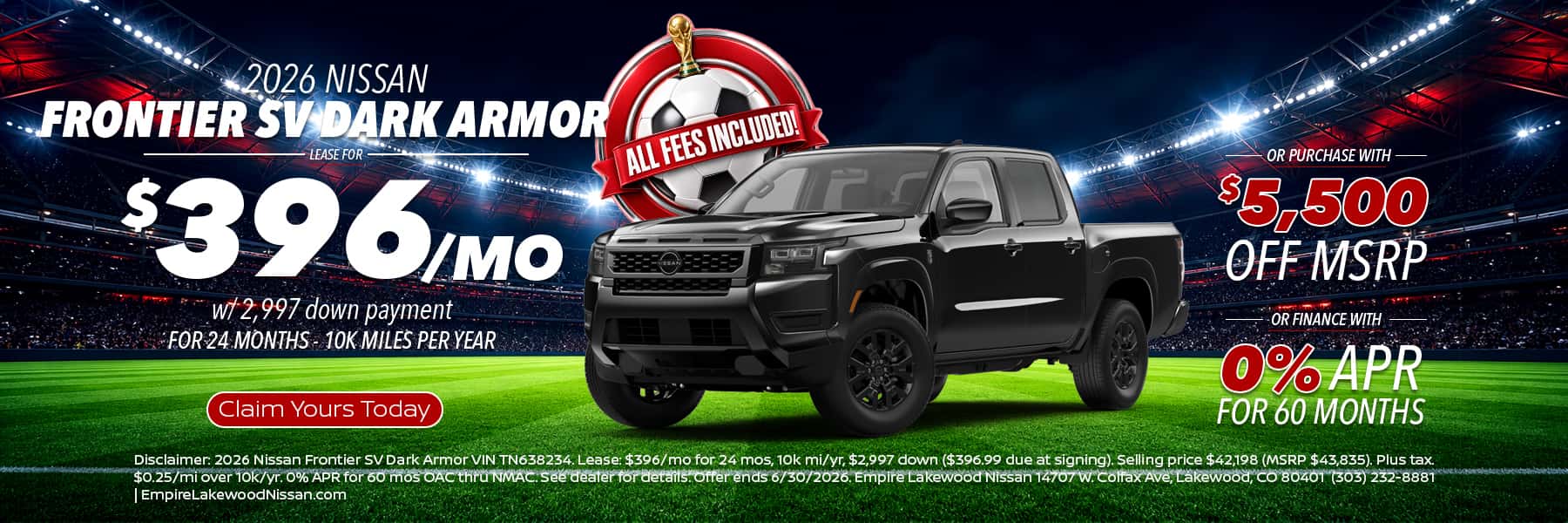 2026 Nissan Frontier SV Dark Armor