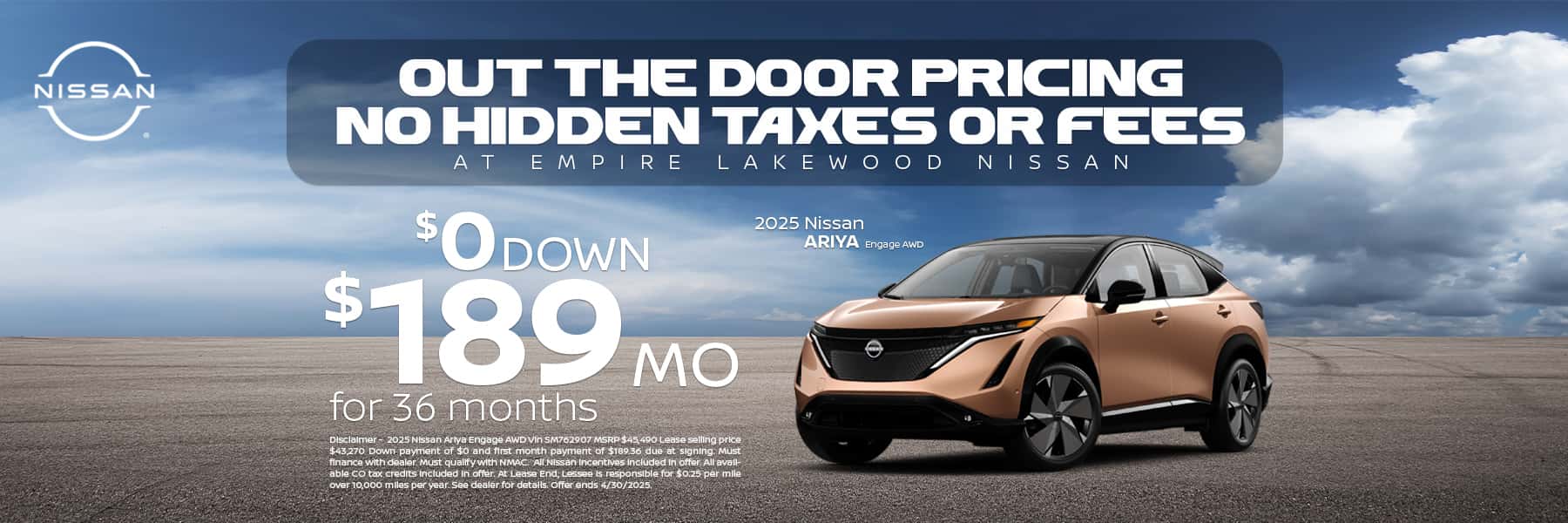 2025 Nissan Ariya Engage AWD for Sale in Denver, CO