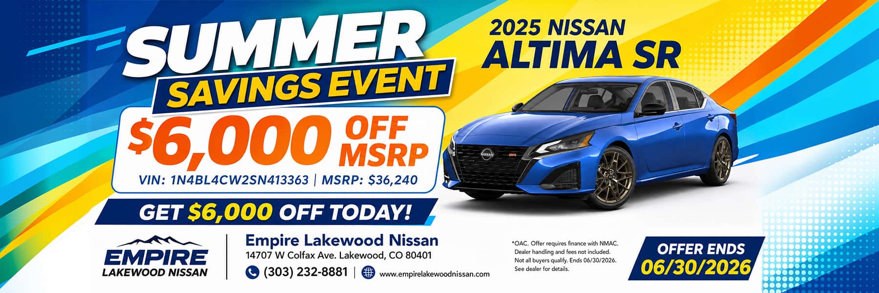2025 Nissan Altima SR for sale in Denver, CO