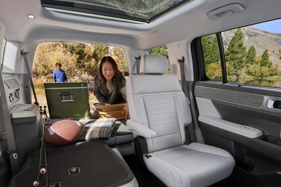 Rear cabin interior view of the Hyundai Santa Fe