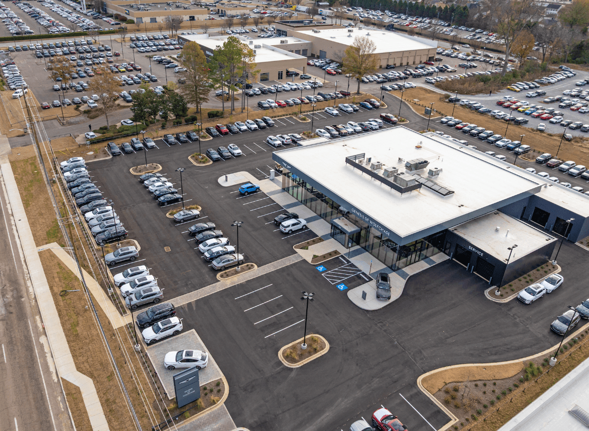 Genesis of Wolfchase aerial view of dealership
