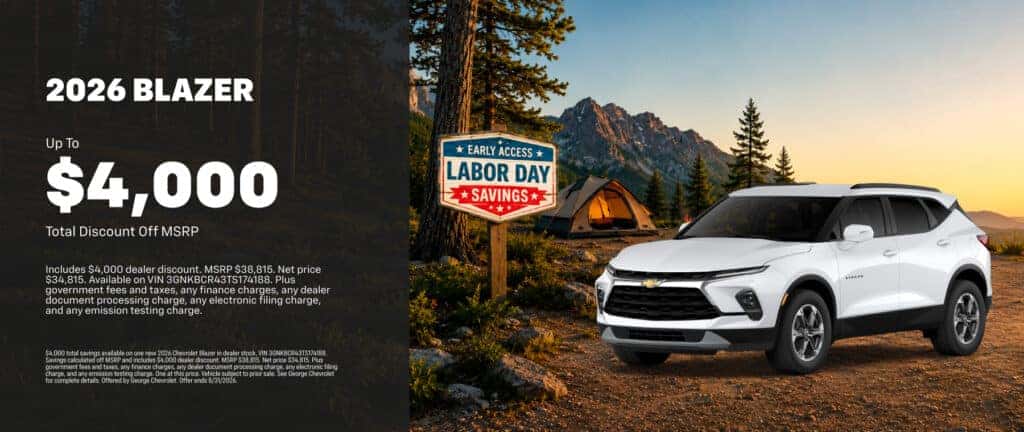 *Get up to $3750 in Discounts Off MSRP on Select New 2026 Blazer   