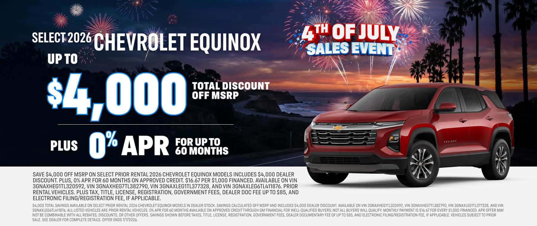 2026 Previous Rental Equinox Offer