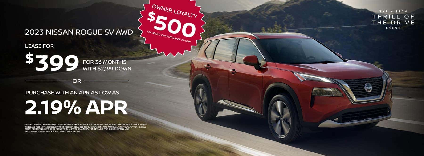 Lease for 36/$399 with $2199 down or purchase with an APR as low as 2.19%!