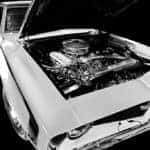 Engine bay of a 1966 Chevrolet Camaro