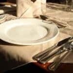 image of plate on table next to silverware