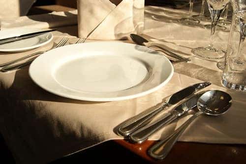 image of plate on table next to silverware