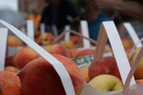 image of peaches at a farmers market