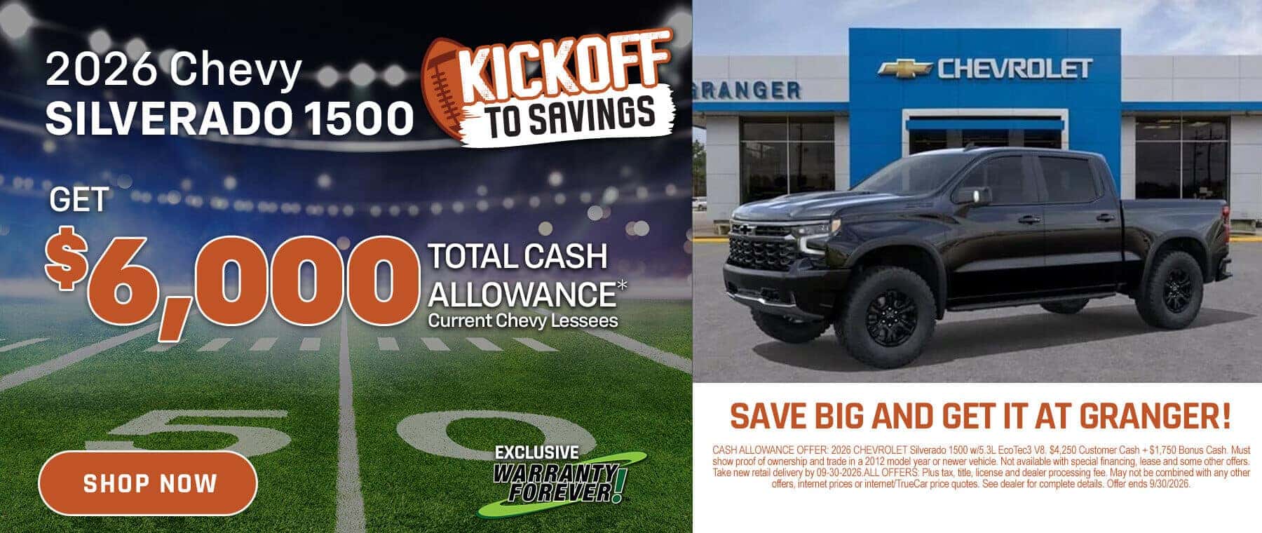 Granger Chevrolet - Kickoff to Savings - 2026 Chevy Silverado 1500 Purchase Offer