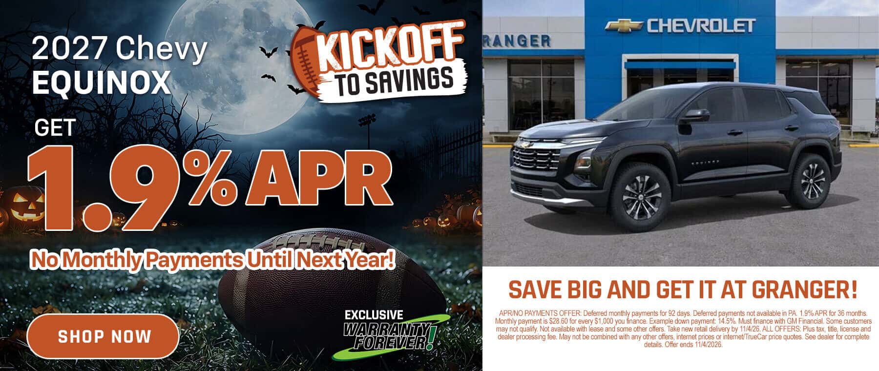 Granger Chevrolet - Kickoff to Savings October APR Offer - 2027 Chevy Equinox