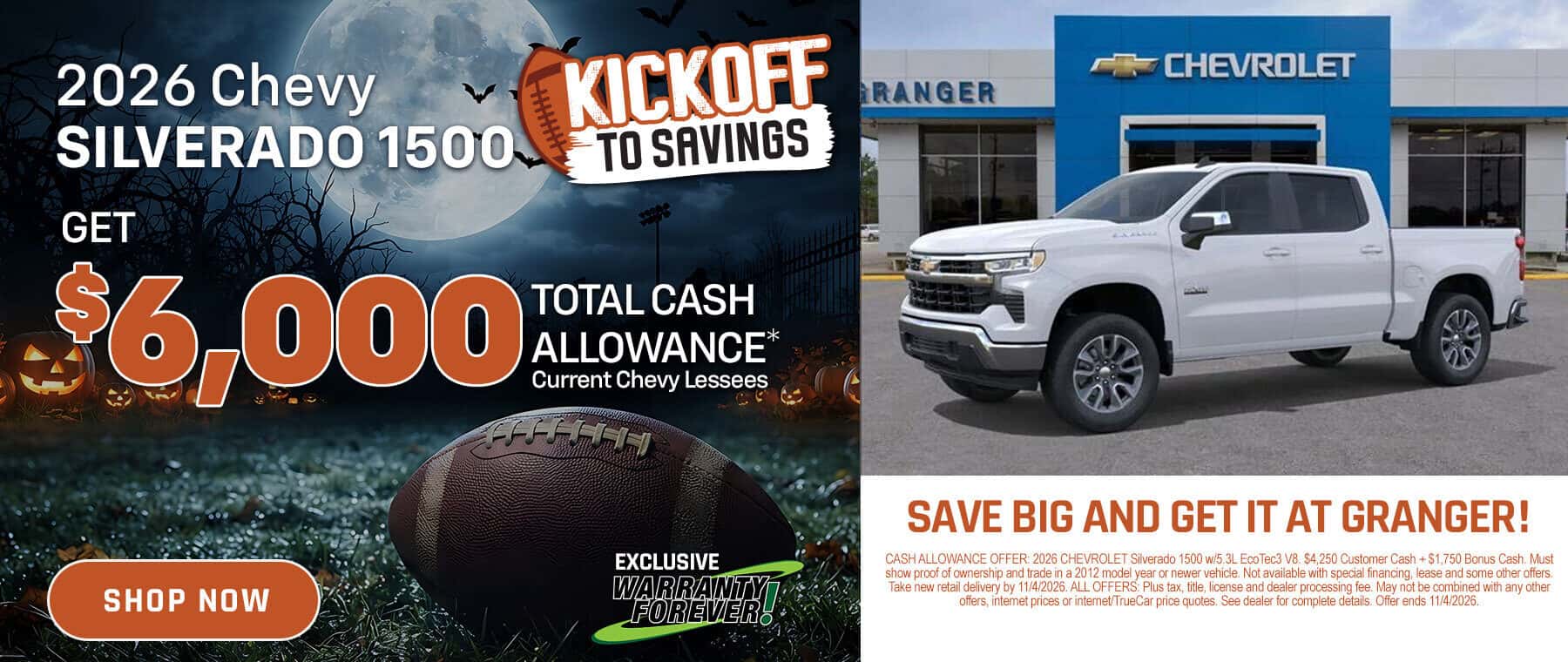 Granger Chevrolet - Kickoff to Savings October Purchase Offer - 2026 Chevy Silverado 1500