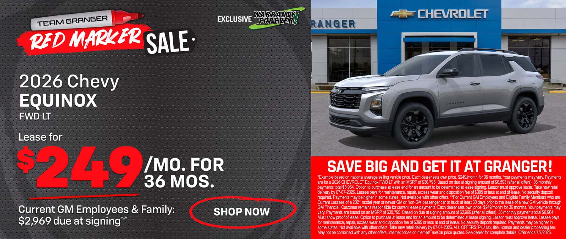 Granger Chevrolet - Red Marker Sale - 2026 Chevy Equinox Lease Offer
