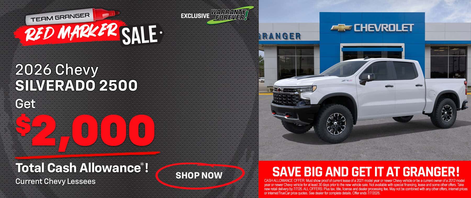 Granger Chevrolet - Red Marker Sale - 2026 Chevy Silverado 2500 Purchase Offer
