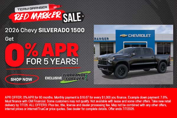 2026 Chevy Silverado 1500 0% APR Offer