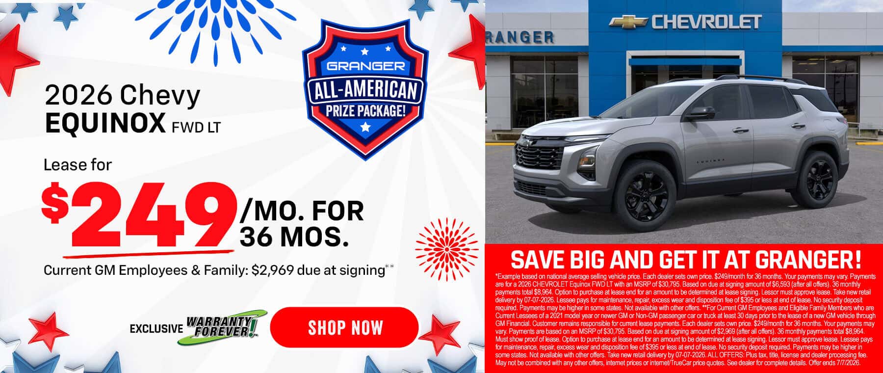 Granger Chevrolet 4th of July Sales Event - 2026 Chevy Equinox Lease Offer