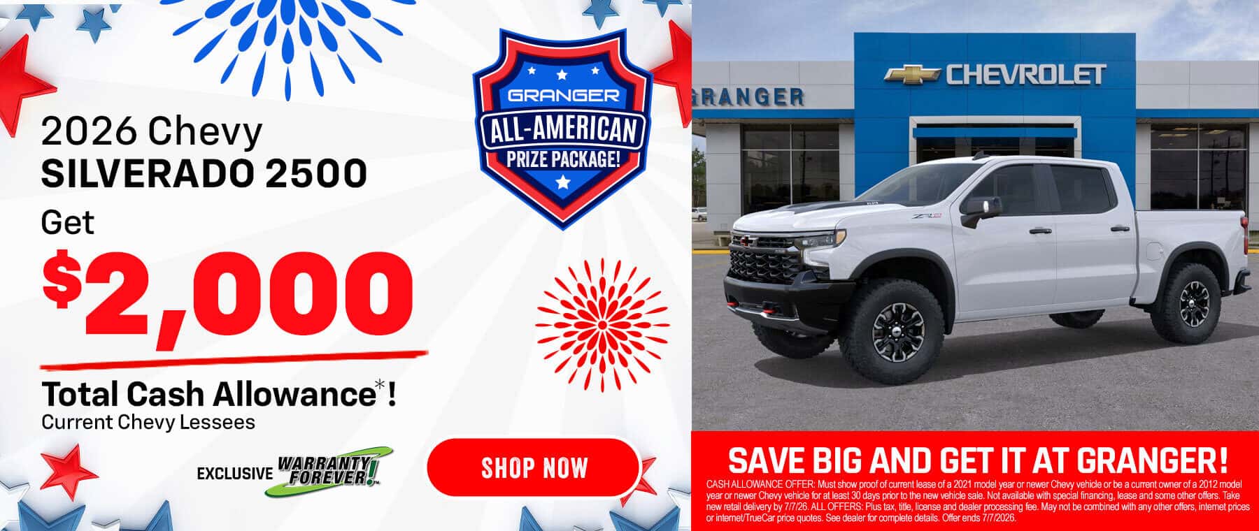 Granger Chevrolet 4th of July Sales Event - 2026 Chevy Silverado 2500 Special Offer