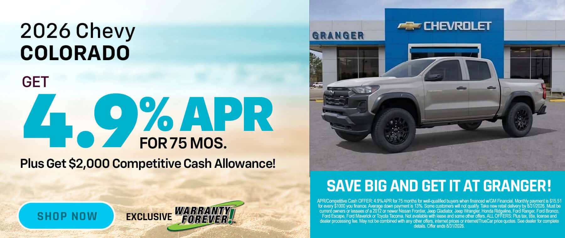 Granger Chevrolet - 2026 Chevy Colorado August Special APR Offer