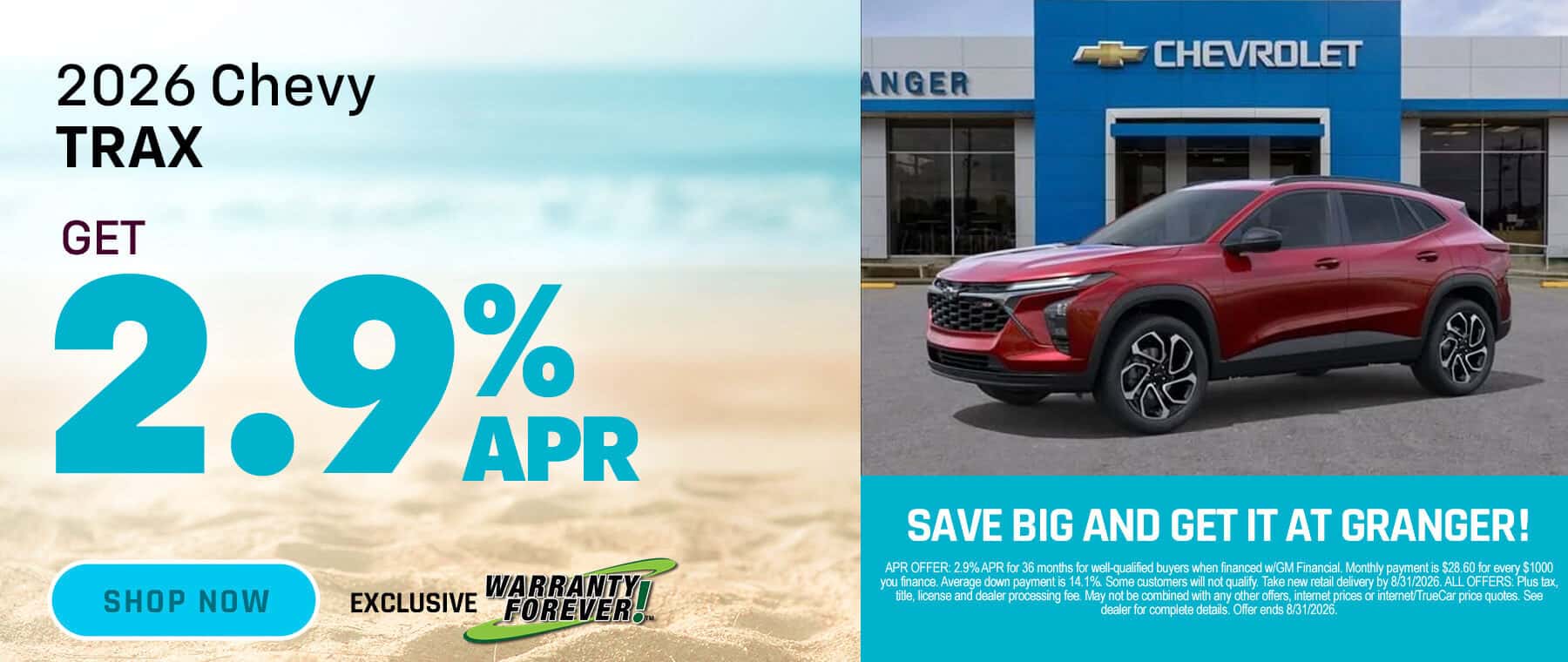 Granger Chevrolet - 2026 Chevy Trax August APR Offer