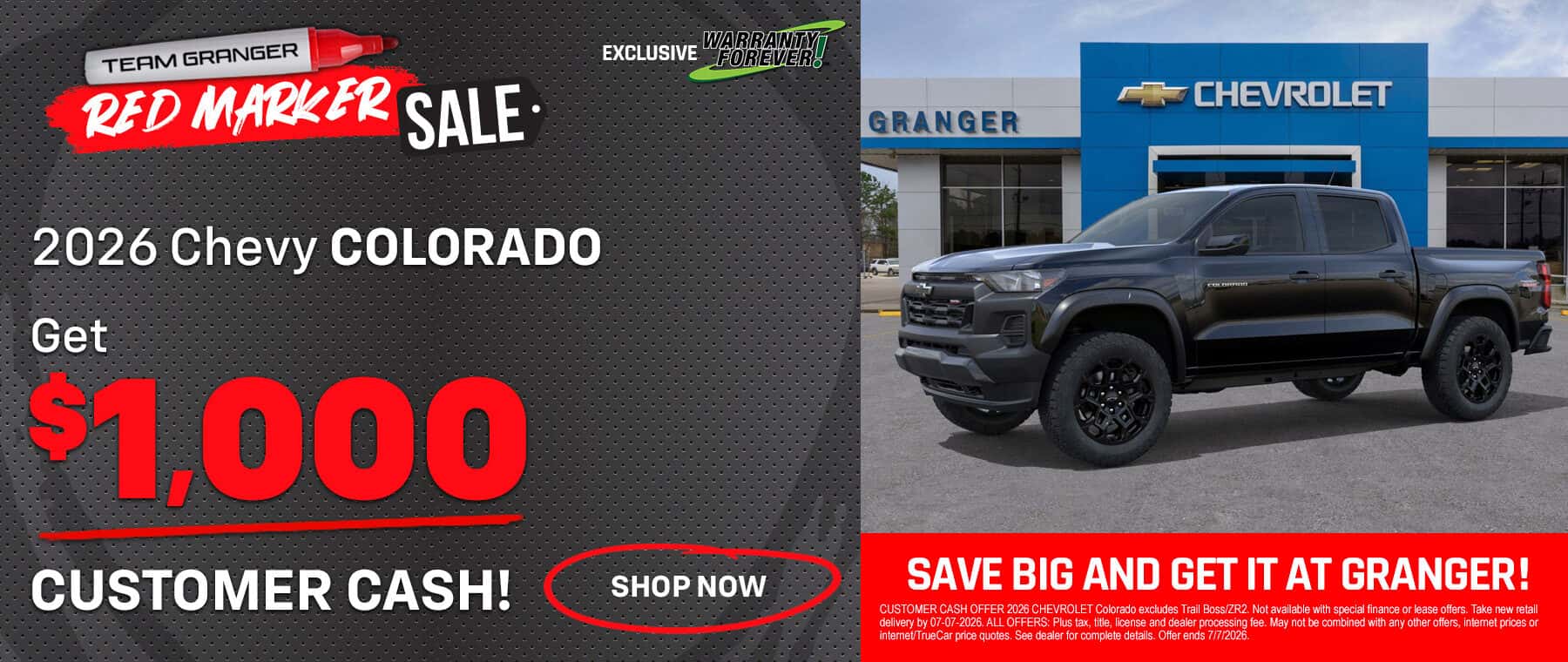 Granger Chevrolet - Red Marker Sale - 2026 Chevy Colorado Purchase Offer