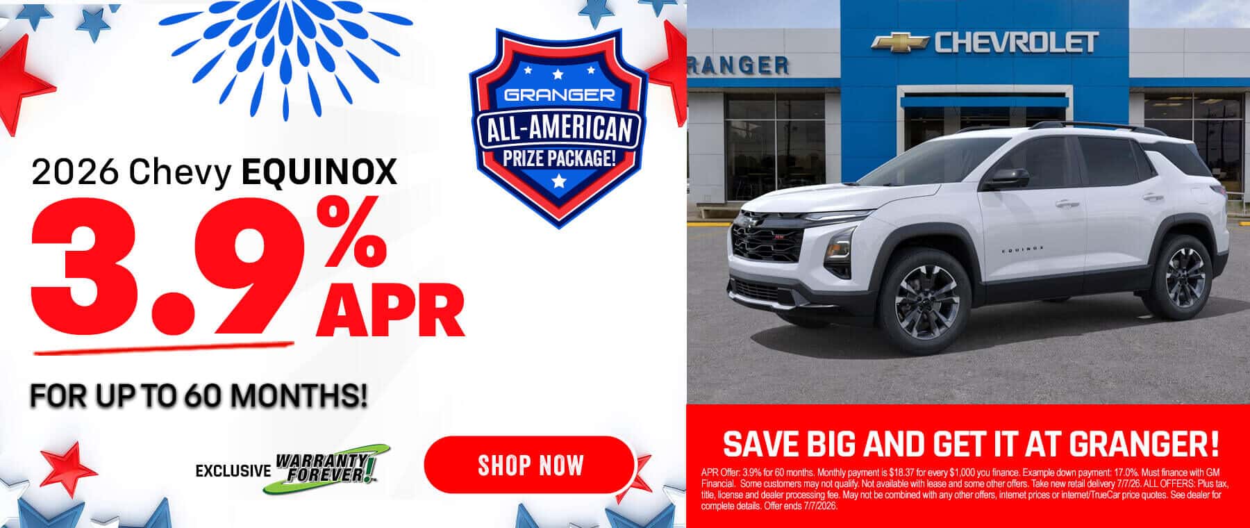 Granger Chevrolet 4th of July Sales Event - 2026 Chevy Equinox APR Offer