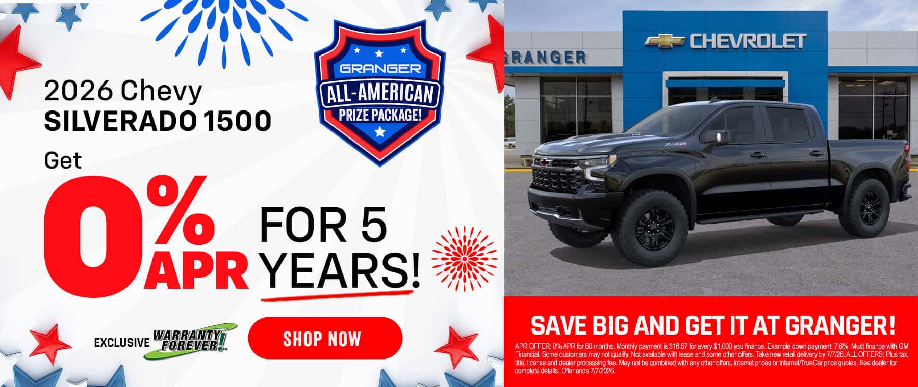 Granger Chevrolet 4th of July Sales Event - 2026 Chevy Silverado 1500 Special APR Offer