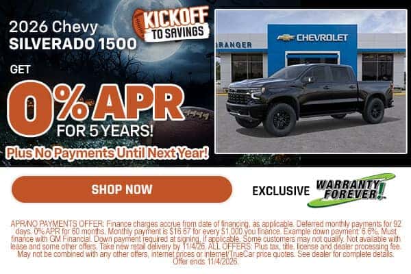 2026 Chevy Silverado 1500 0% APR Offer