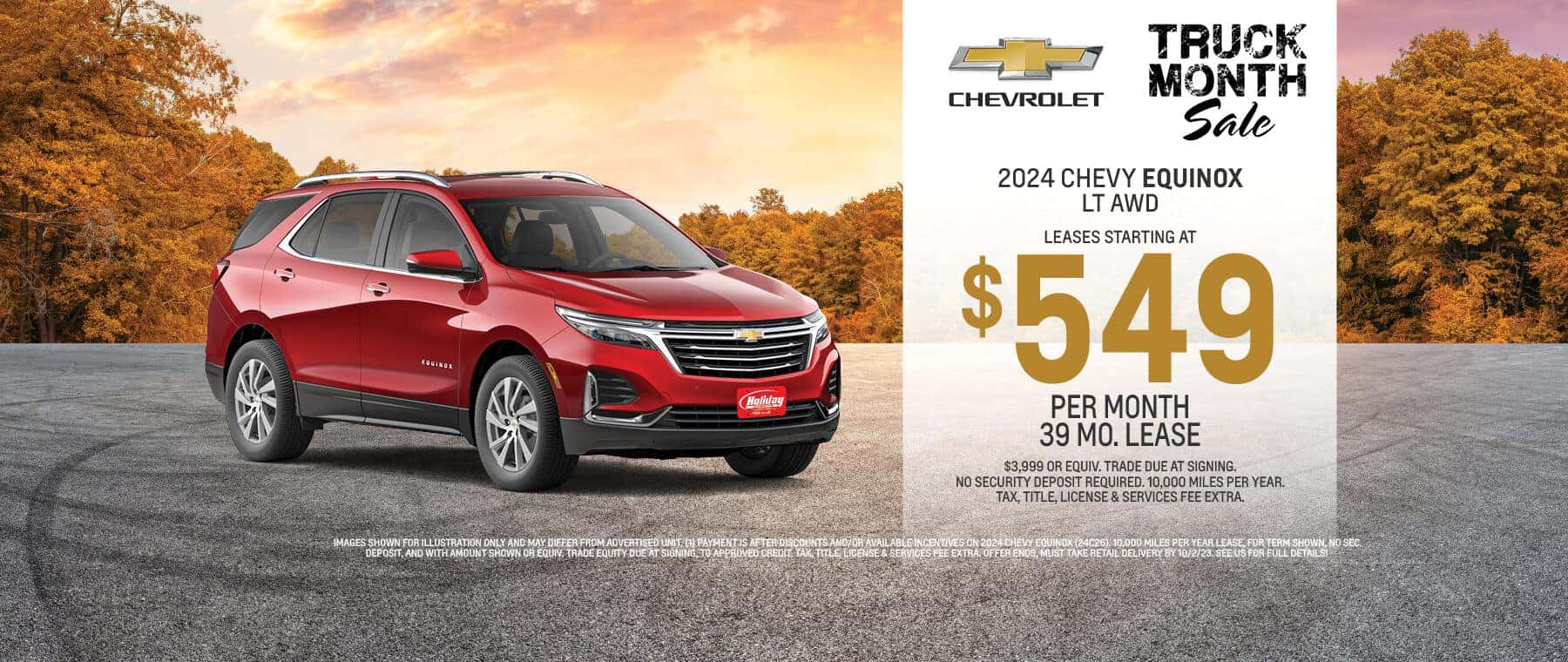 Lease a new 2024 Chevy Equinox LT AWD starting at $549 per month for 39 months