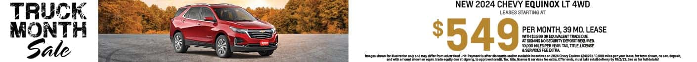 Lease a new 2024 Chevy Equinox LT AWD starting at $549 per month for 39 months
