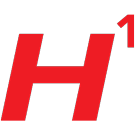 Holiday One Icon, Red capital "h" with the number 1 superscript to the right.
