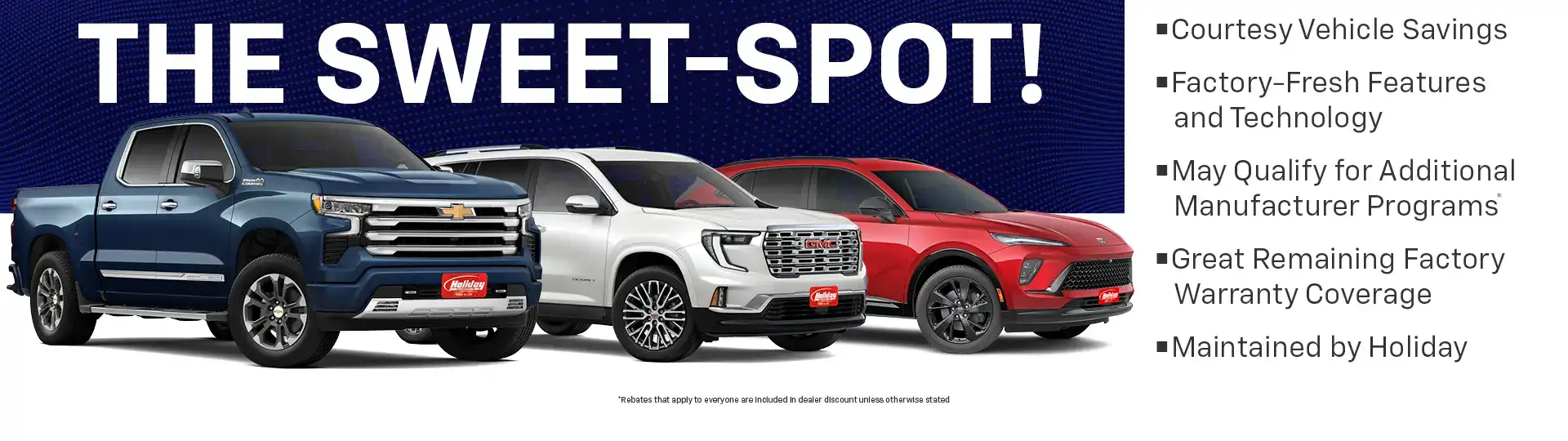 Save big on GM Courtesy Transportation vehicles. As low as 2,000 miles. Save thousands of dollars. Most new vehicle incentives apply.