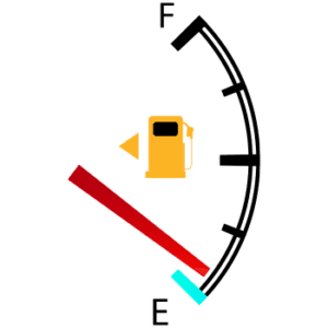 A car's gas gauge on empty