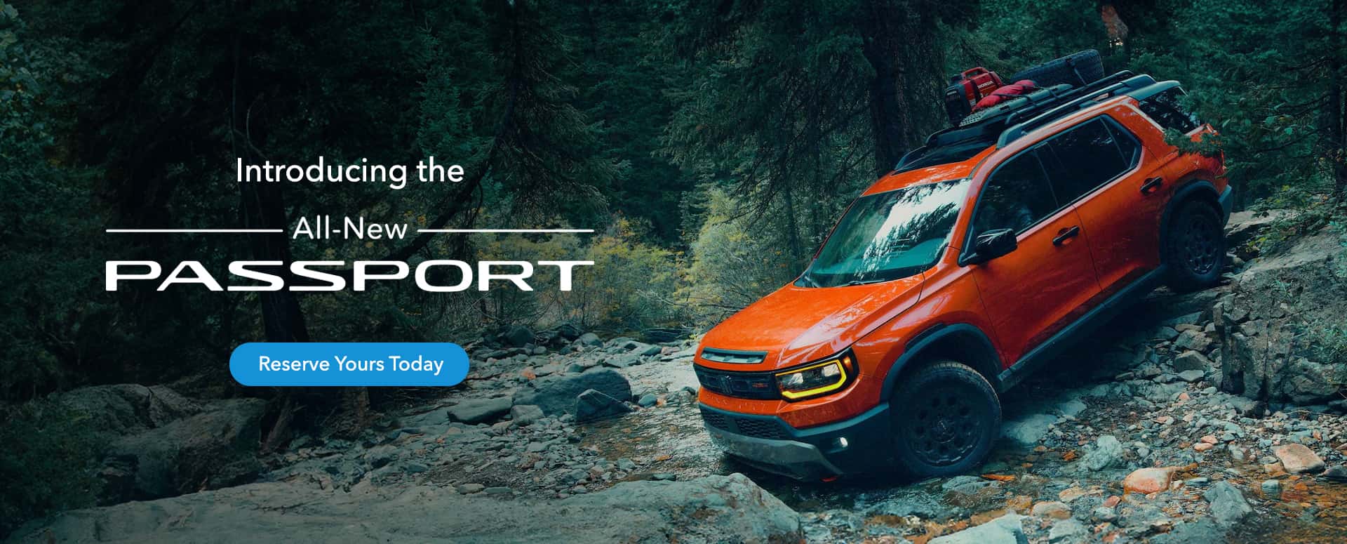 New Orange Honda Passport off roading