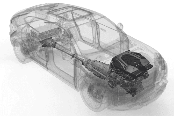 A rendering of Lamborghini Urus SE powertrain