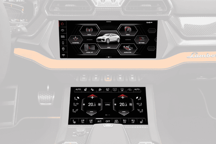 A  Lamborghini Urus SE HMI rendering