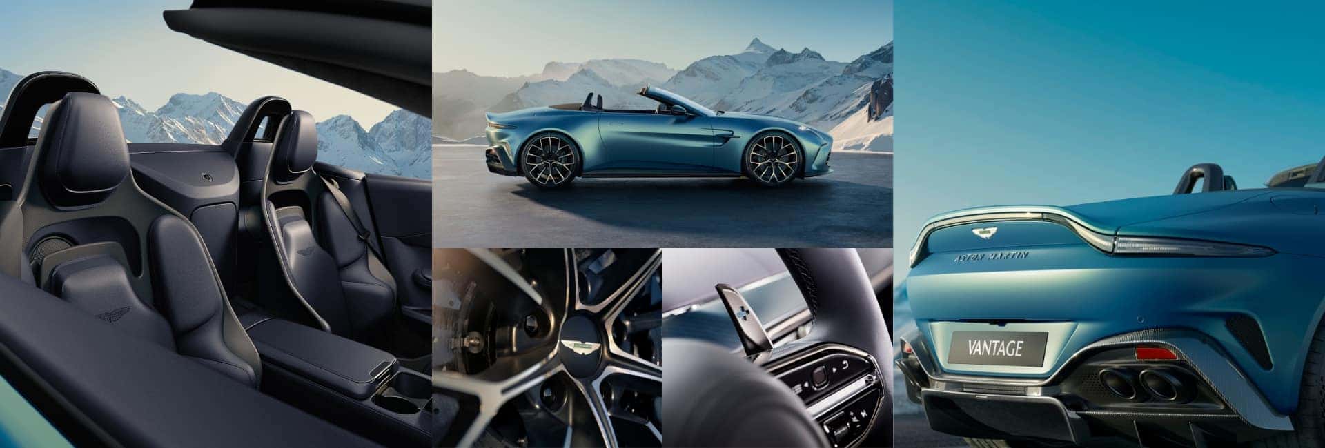A collage of images of the new Aston Martin Vantage Roadster