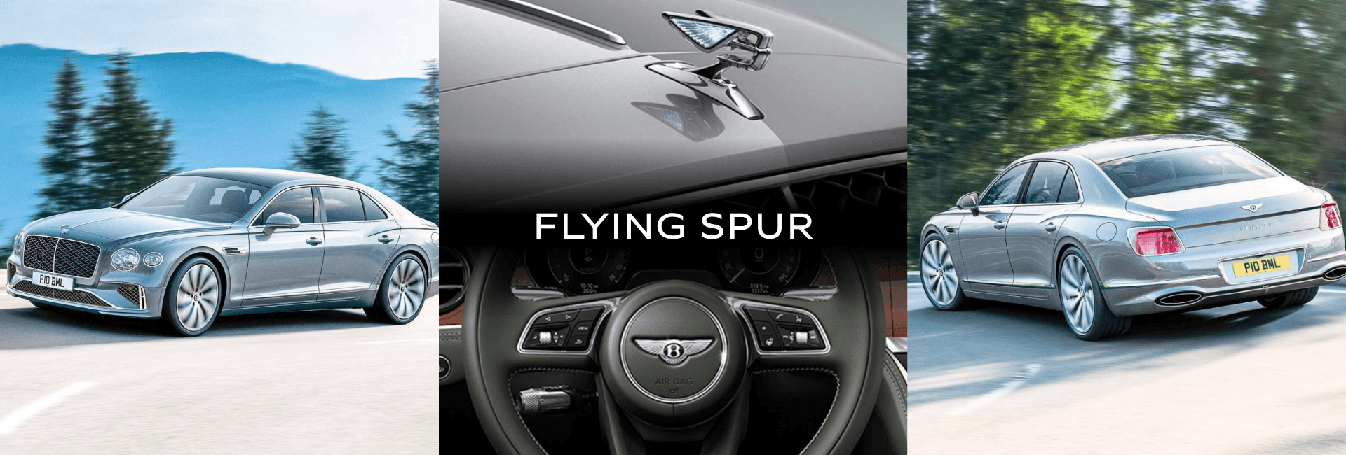 Collage of images of the bentley flying spur base model