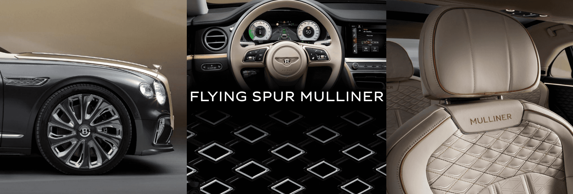 Collage of images of the bentley flying spur mulliner trim